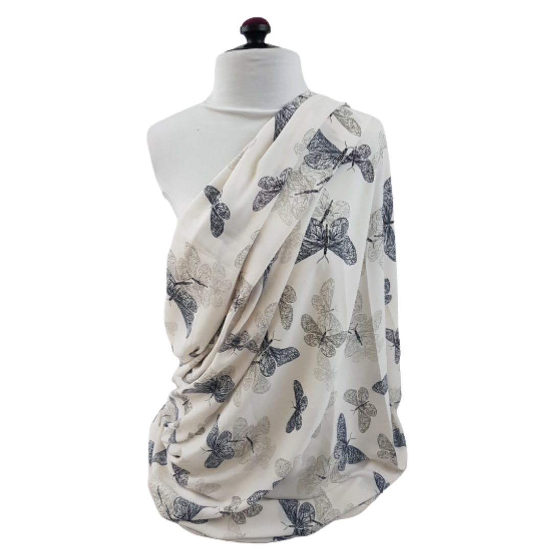Off White with Butterfly detail Georgette Fabric
