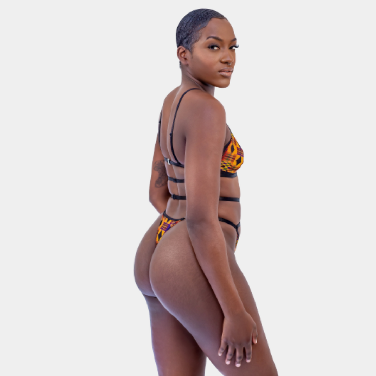Yoko Harness Kente Print Bralette