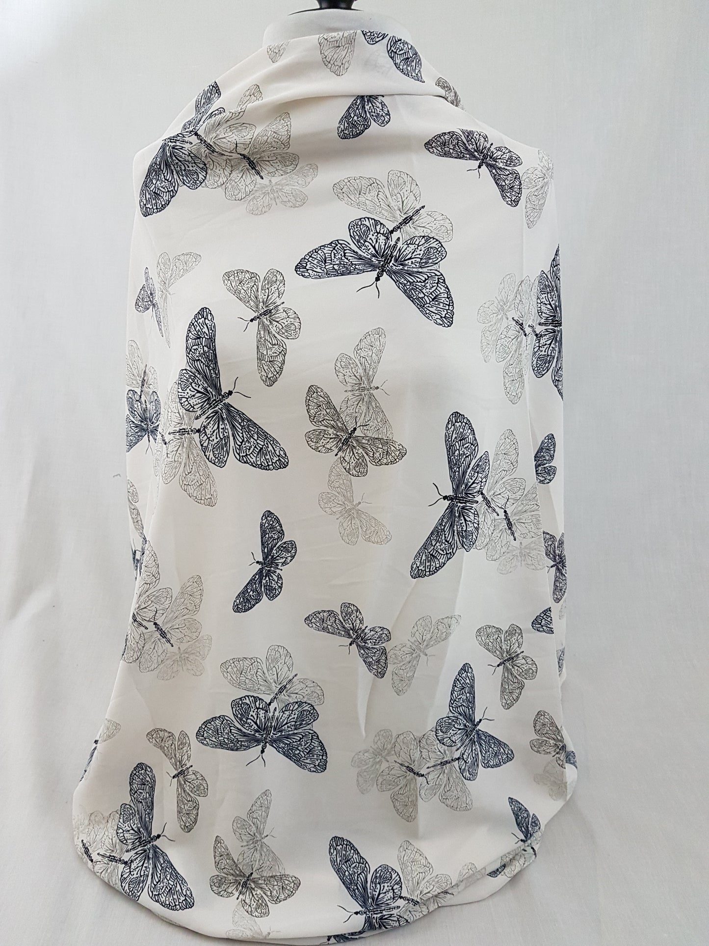 Off White with Butterfly detail Georgette Fabric
