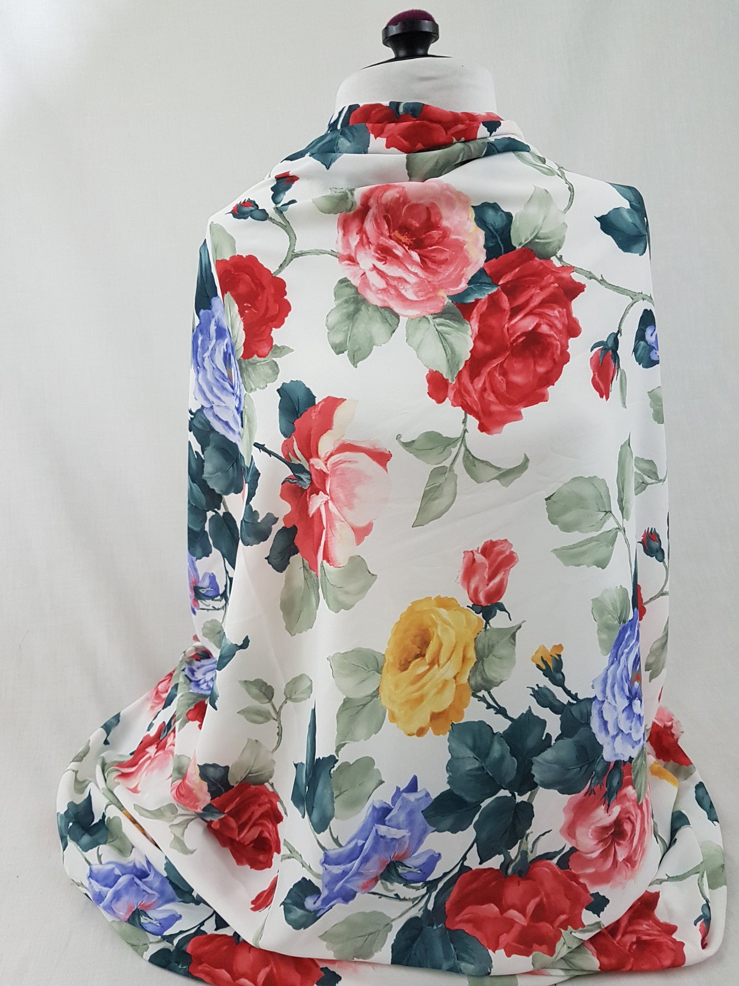 White with Flowers Print Georgette Fabric