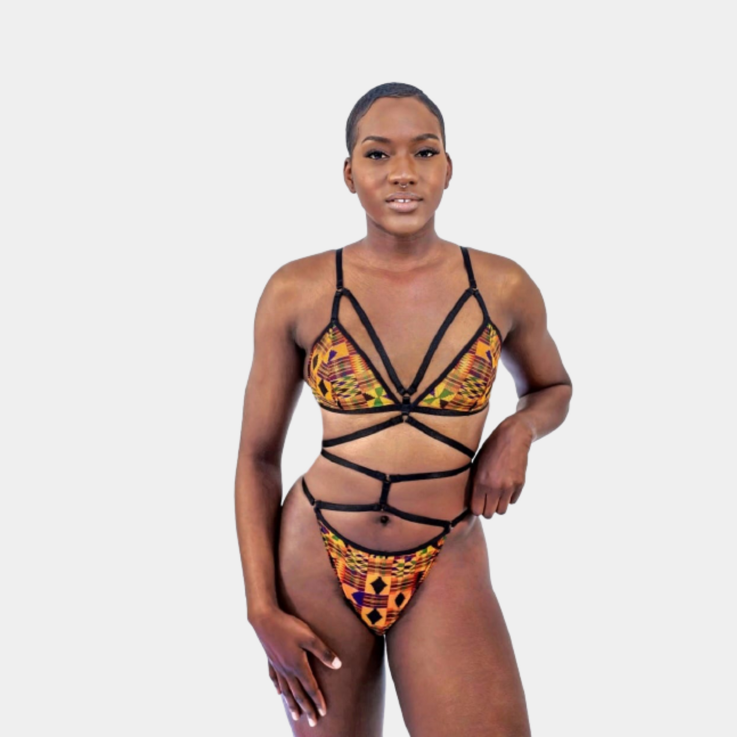 Yoko Harness Kente Print Bralette