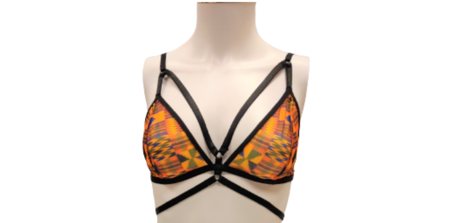 Yoko Harness Kente Print Bralette