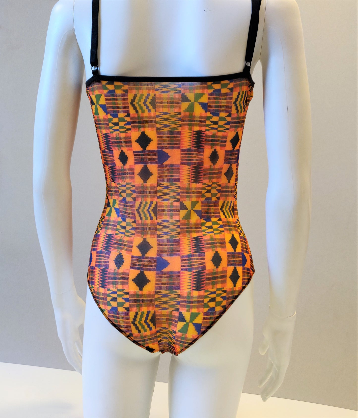 Moremi Kente Print Mesh Bodysuit