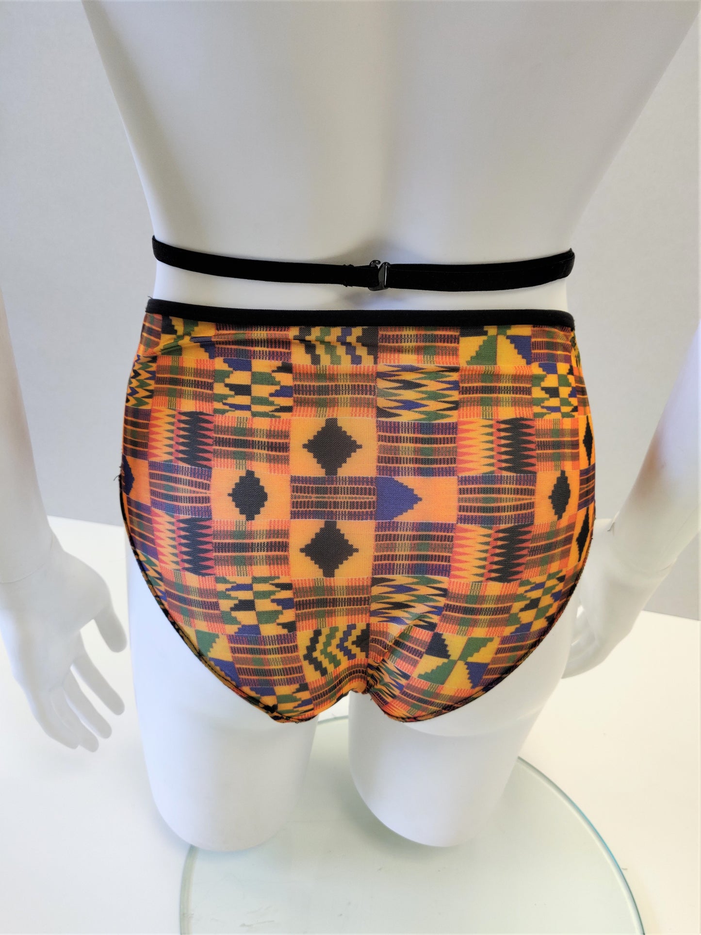 Llinga 1-Strap Harness Kente Mesh Briefs