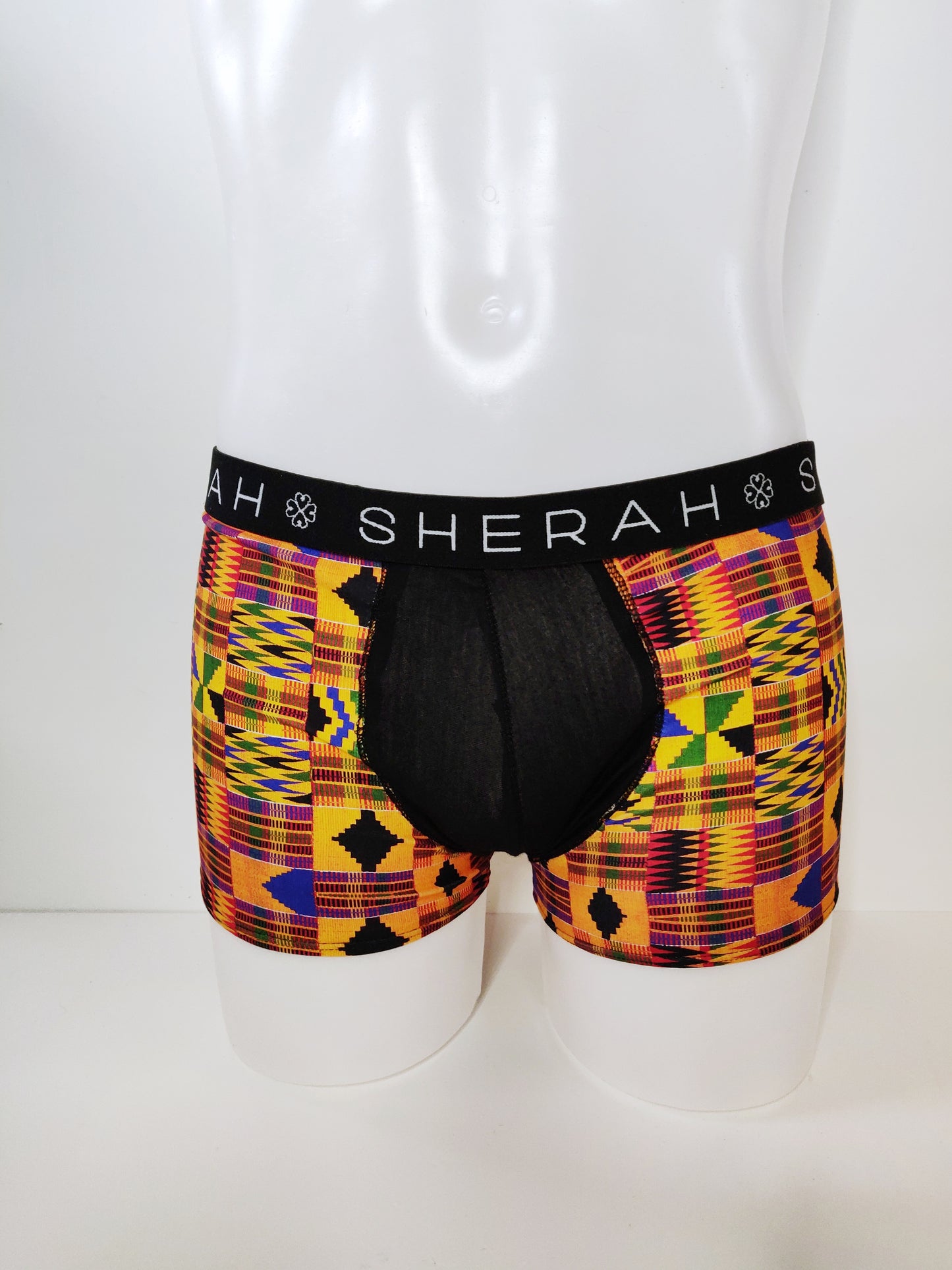 Oduduwa Kente Print and Black Cotton Jersey Men's Boxers
