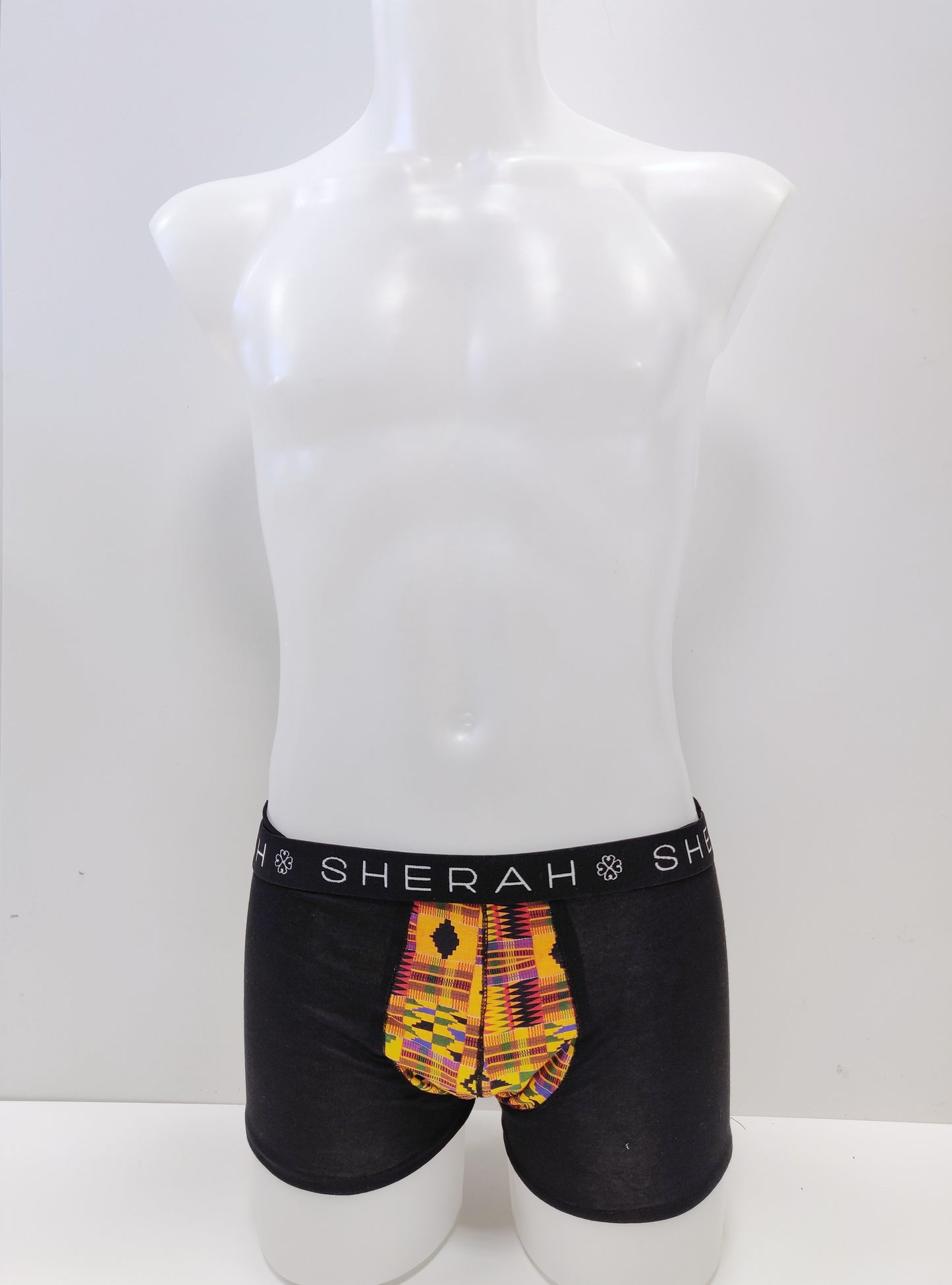 Musa Black Cotton and Kente Print Men's Boxers