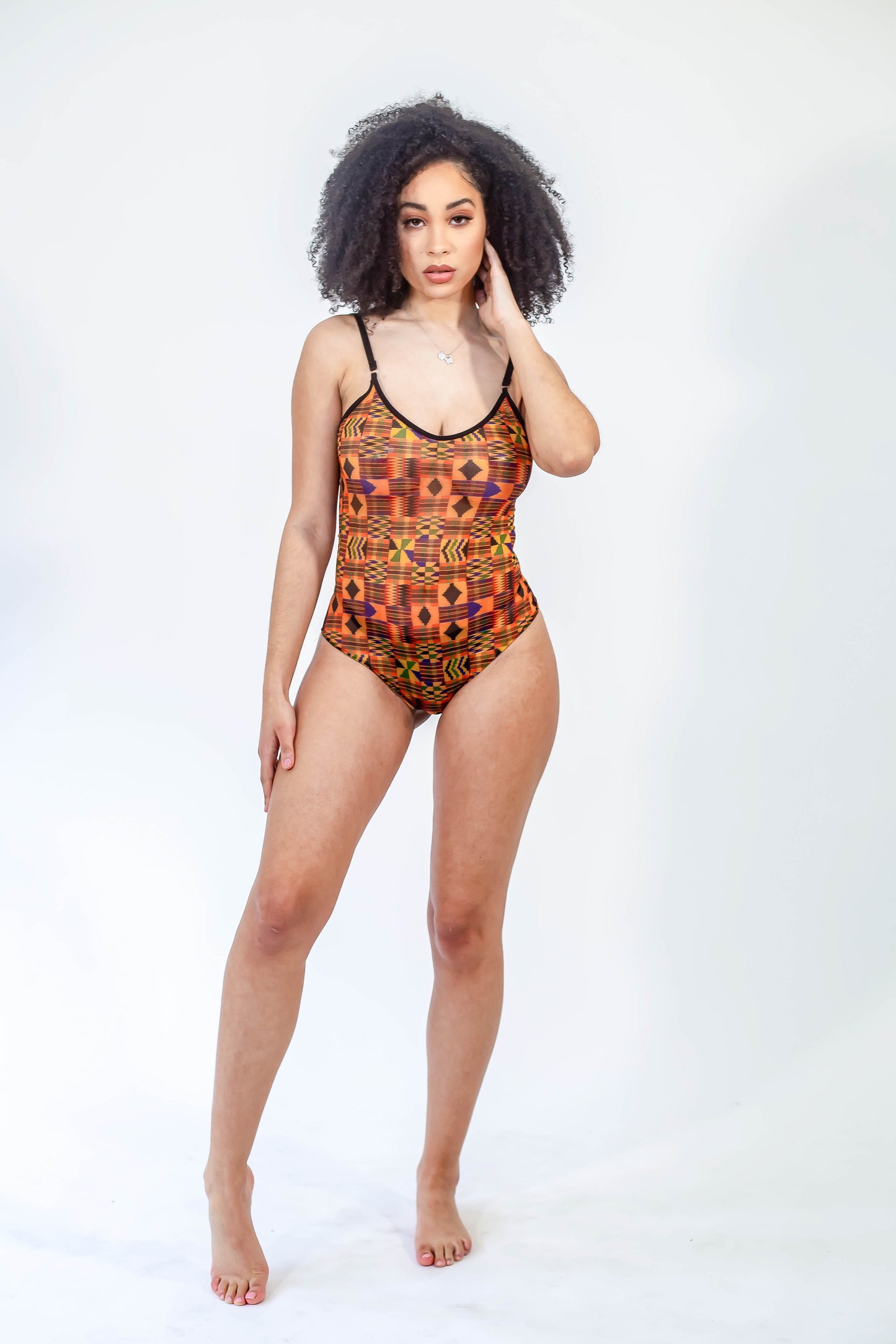 Moremi Kente Print Mesh Bodysuit