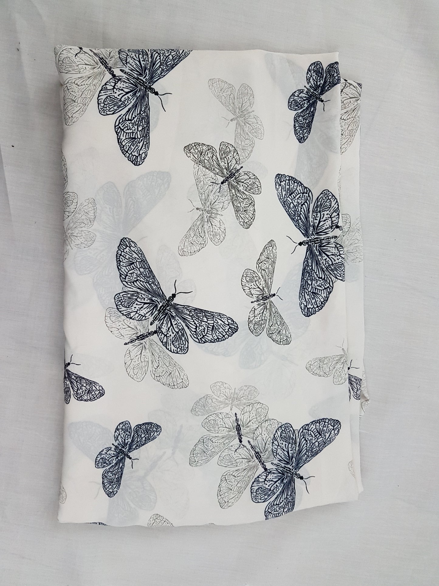 Off White with Butterfly detail Georgette Fabric